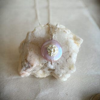 Coin Pearl Pendant with Silver and Gold Focal