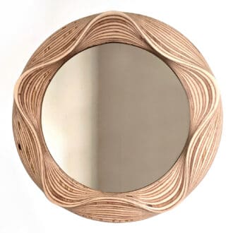 24 inch round wooden mirror, wood, birch, 60cm
