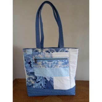 Blue and Cream Patchwork Bag