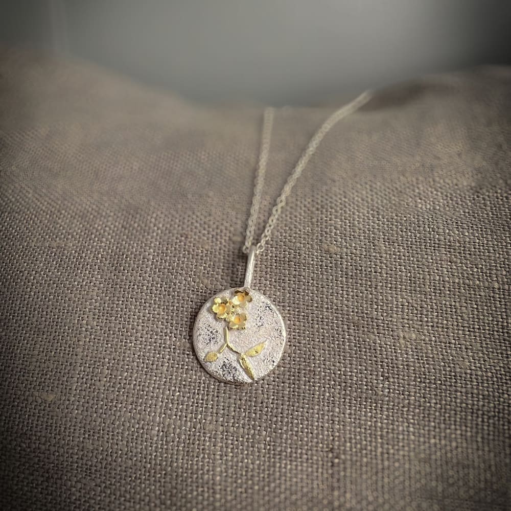 Cherry Blossom Silver and Gold Pendant