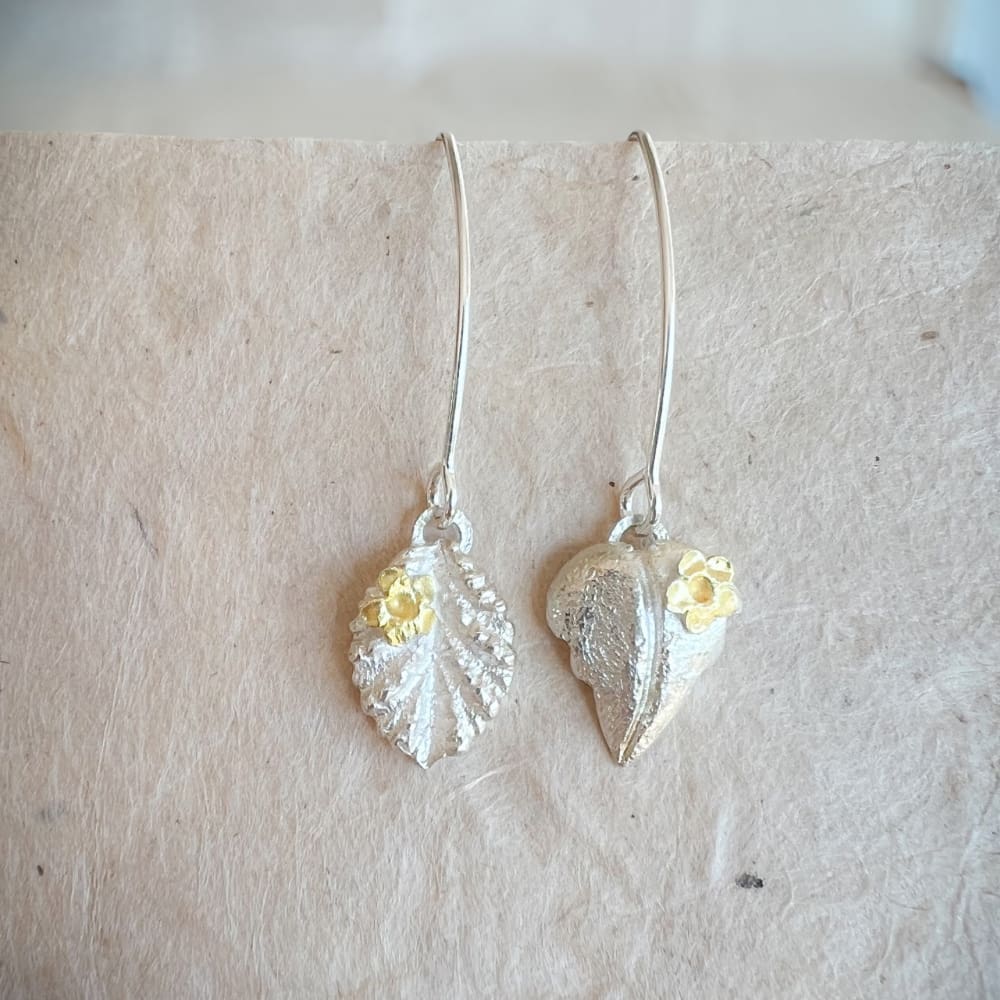 Mismatched Silver Leaf Earrings