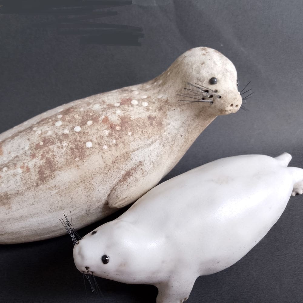 Ceramic Grey Seal & Pup