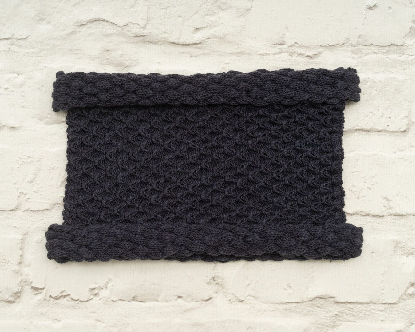handmade knitted charcoal grey patterned cowl