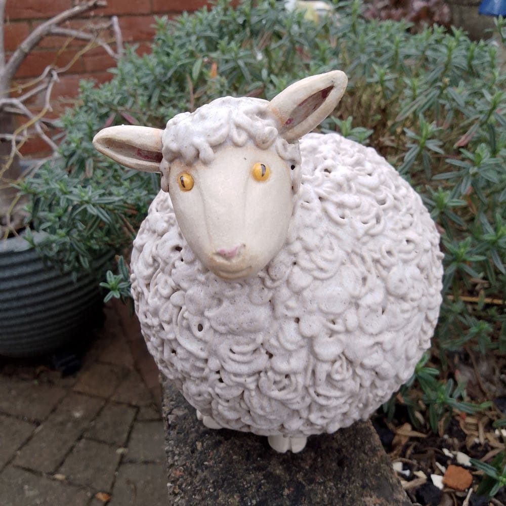 Curly Ceramic Sheep