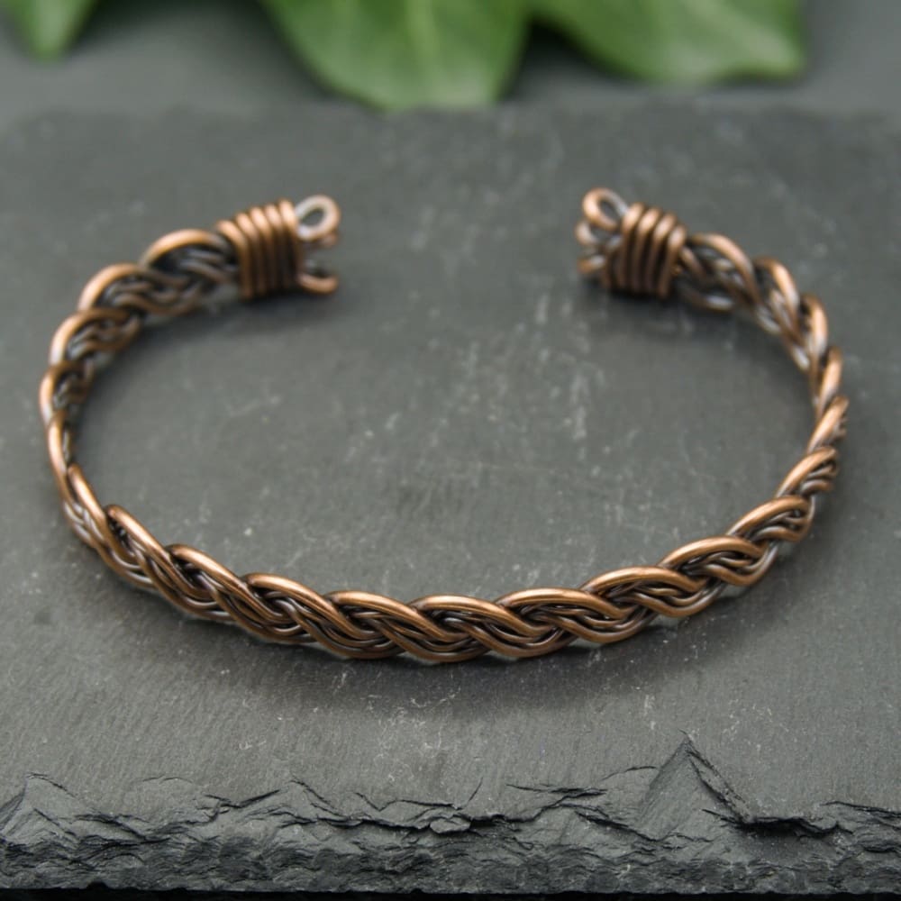 Double twisted copper bracelet top view