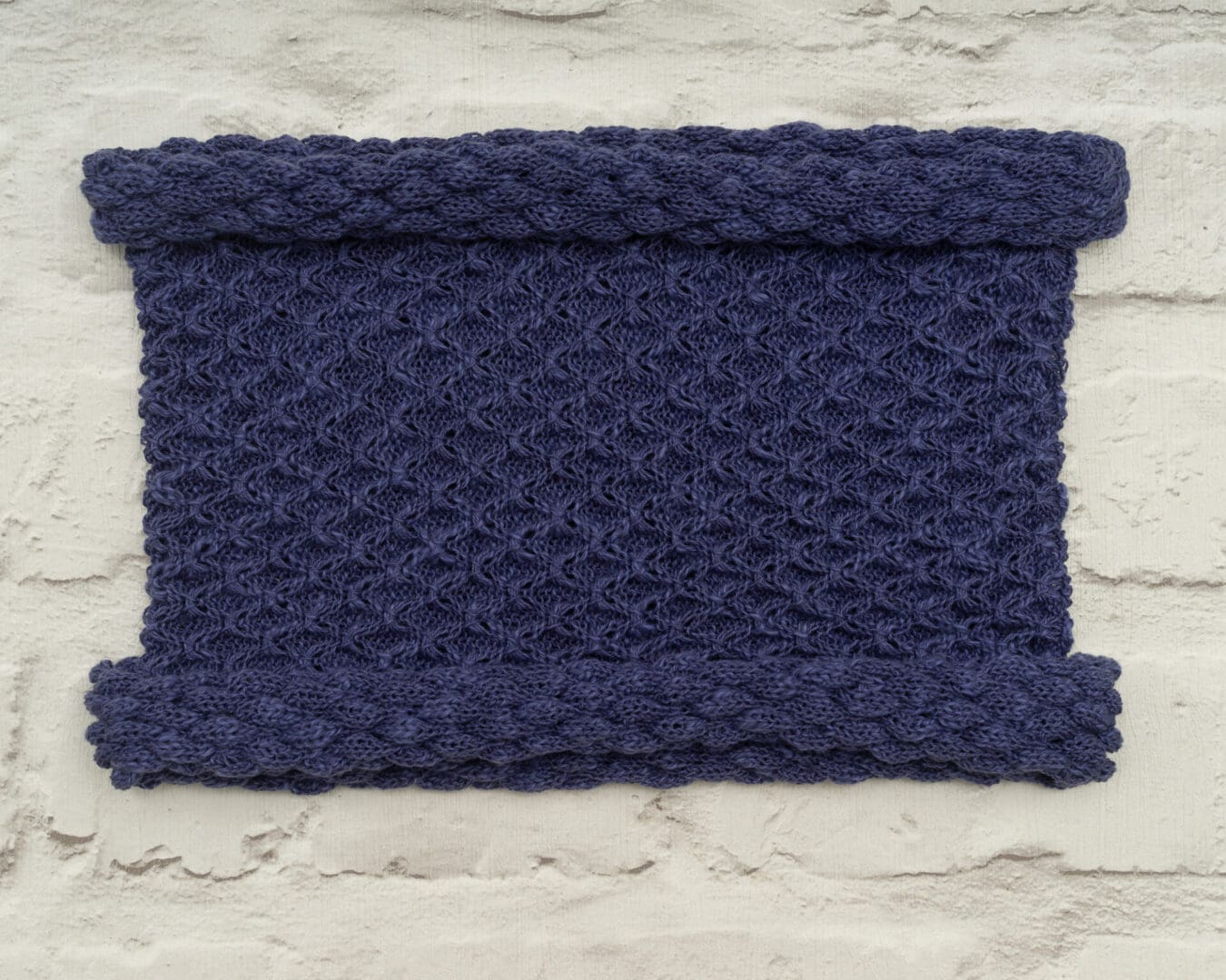 Handmade Denim Blue Knitted Patterned Cotton Cowl Fabric