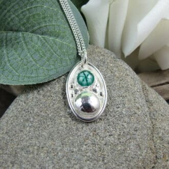 flower glass and recycled silver nugget necklace
