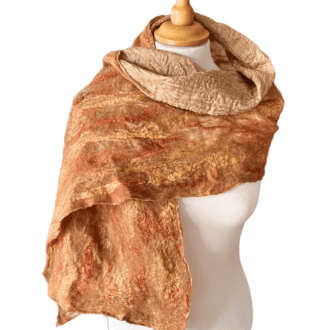 Gold-and-Bronze-Nuno-Felt-Wool-and- Silk-Scarf