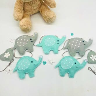 Grey and Mint Elephant Bunting