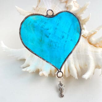 Turquoise stained glass heart