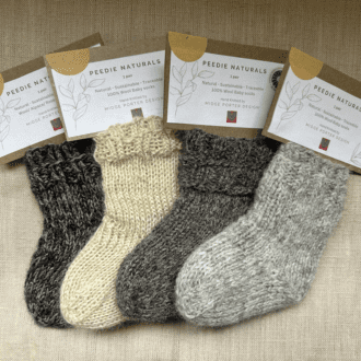 100% Natural wool Baby Socks - Hand Knitted by Midge Porter Design - Using UK sheep breeds