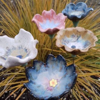 Mixed Colour Ceramic Garden Flowers