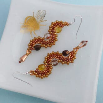 Beaded Copper and Gold Wave Statement Earrings