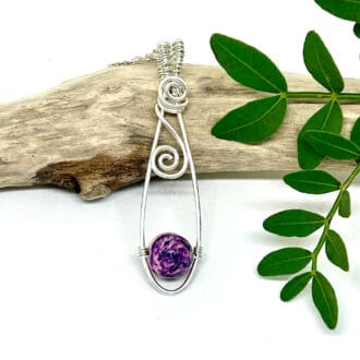 Purple jasper pendant sterling silver