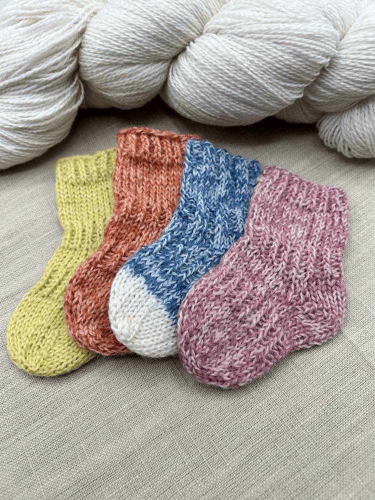 Hand and Hand Dyed Knitted 100% Shetland Wool Baby Socks