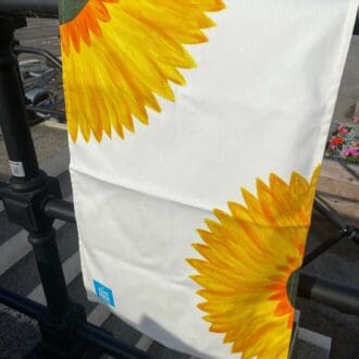 100% cotton tea towel printed from hand painted design of Sunflower