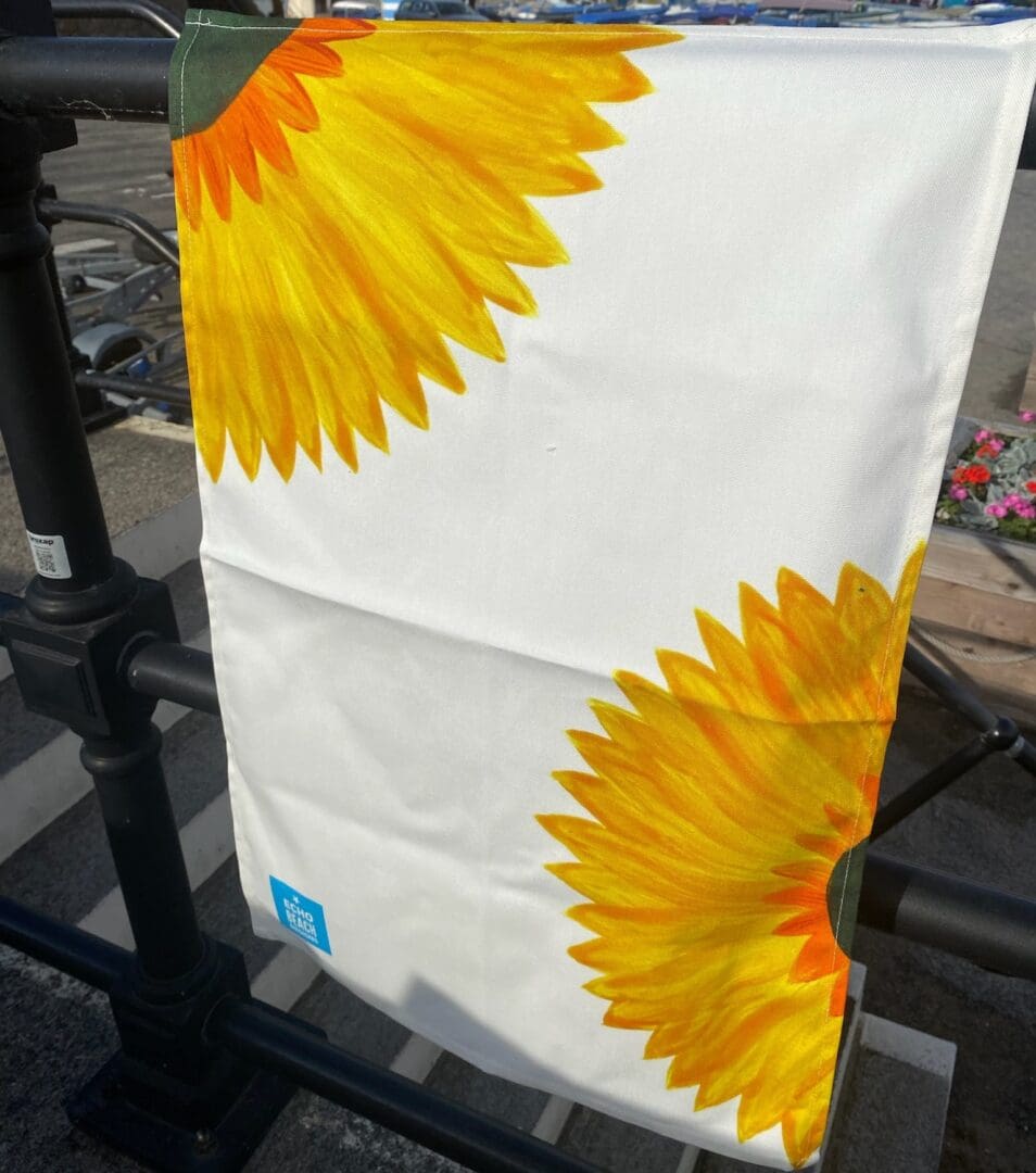 100% cotton tea towel printed from hand painted design of Sunflower