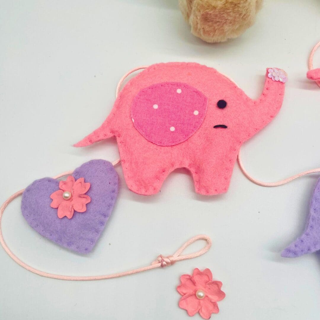 Pink and purple elephant bunting
