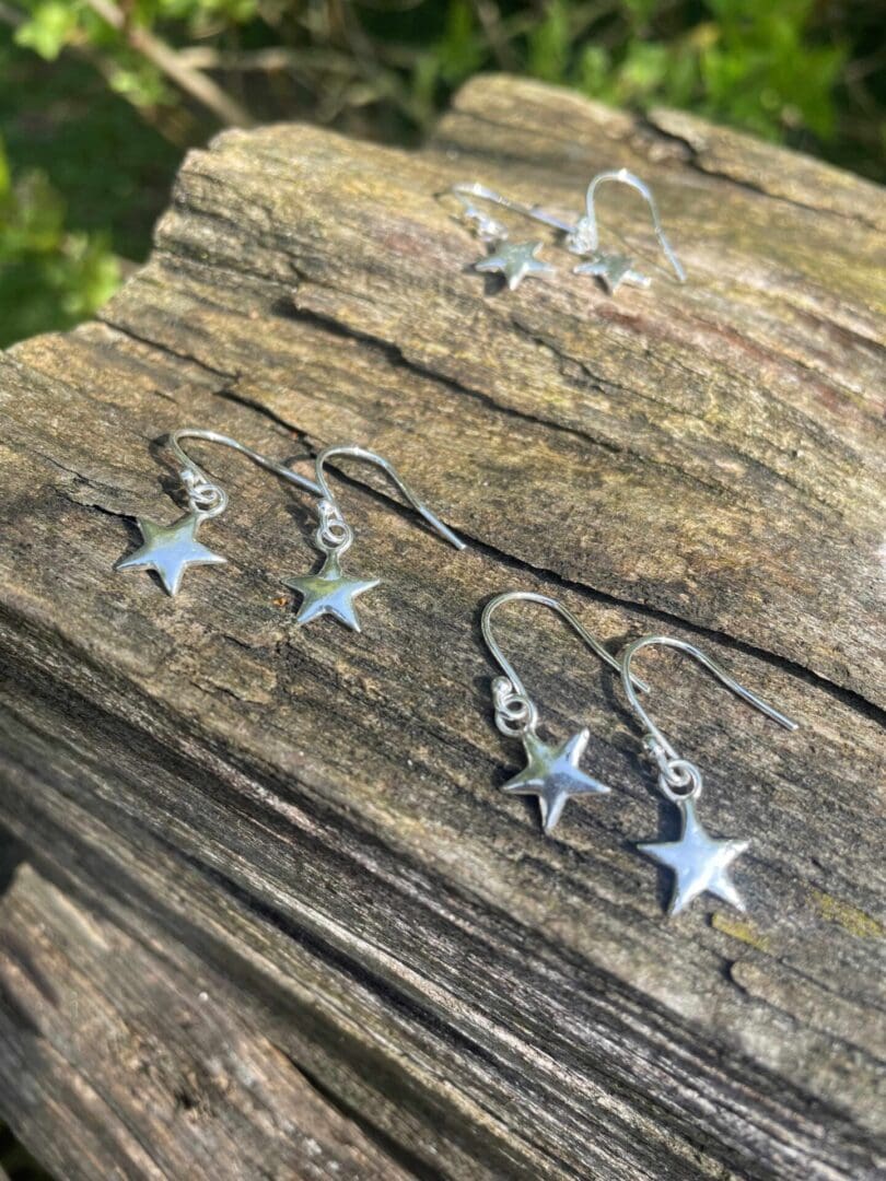 fine silver star drop earrings