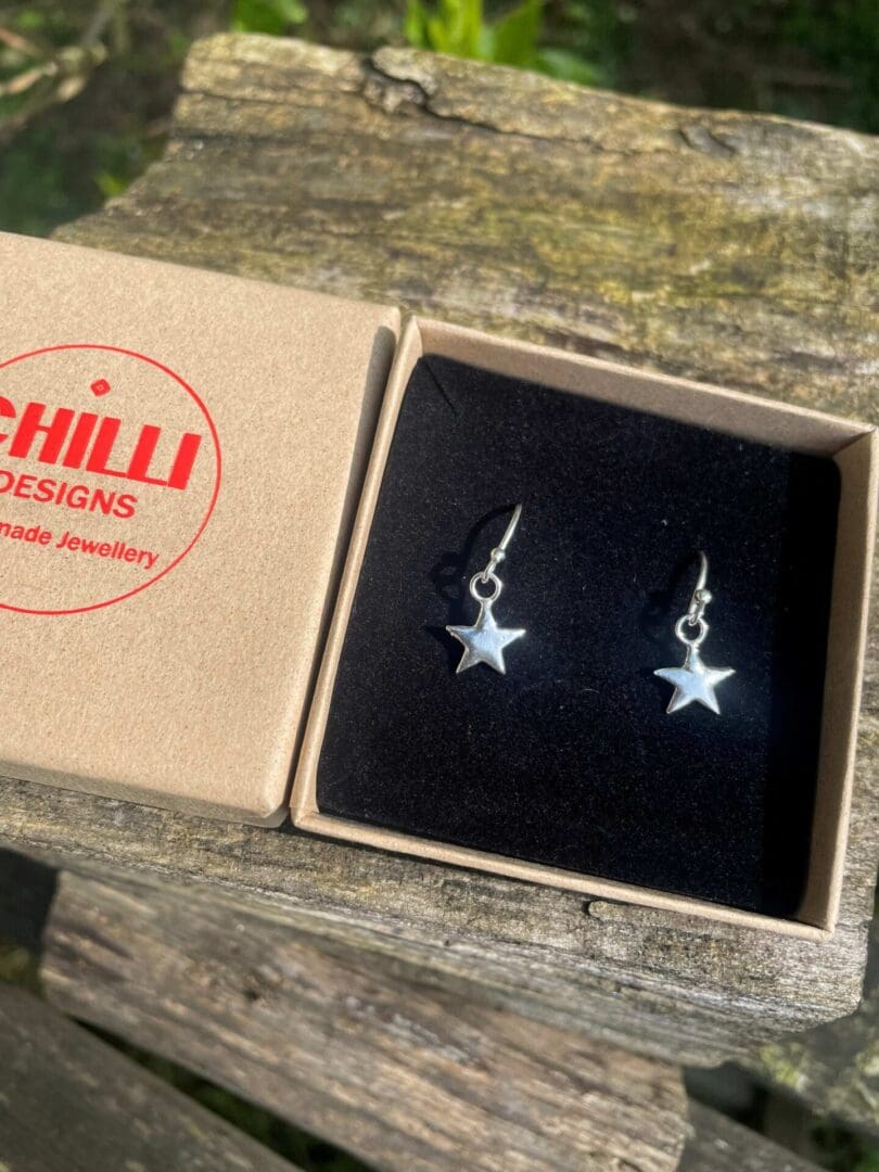 fine silver star drop earrings