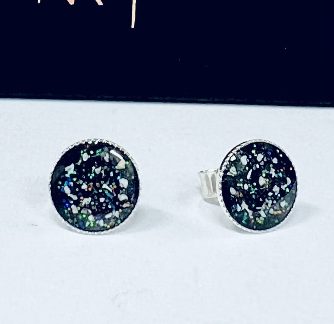 round cremation ashes earrings