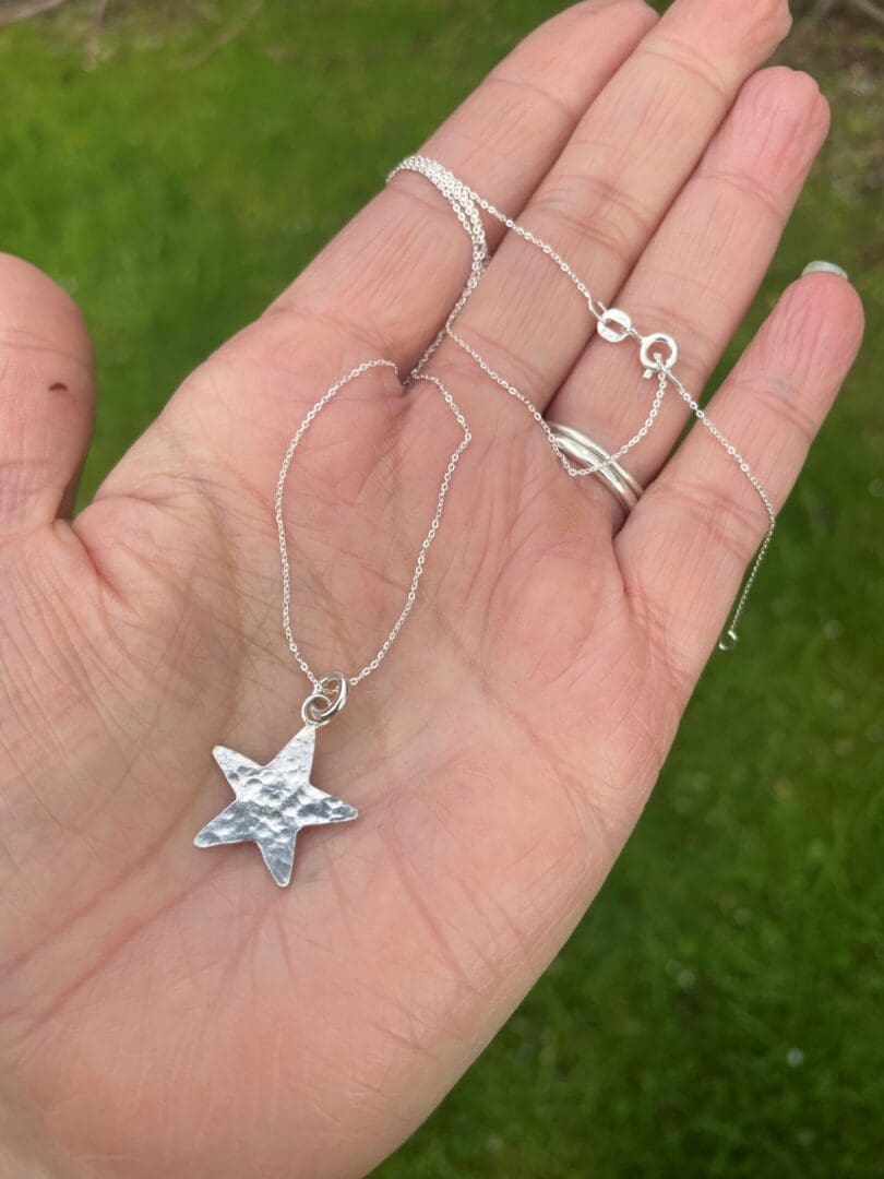 Chilli Designs star necklace on hand