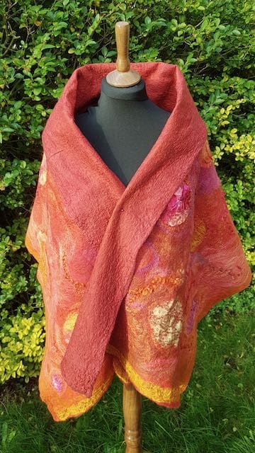 Gloriana wool silk nuno felt shawl marian may textile art