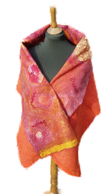 Gloriana wool silk nuno felt shawl marian may textile art