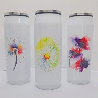 Floral selection of can style drinks bottles