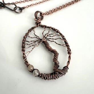 Copper Tree of Life Pendant with Moonstones