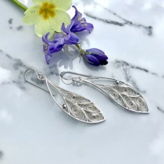 Dawn Gear sterling silver filigree leaf earrings