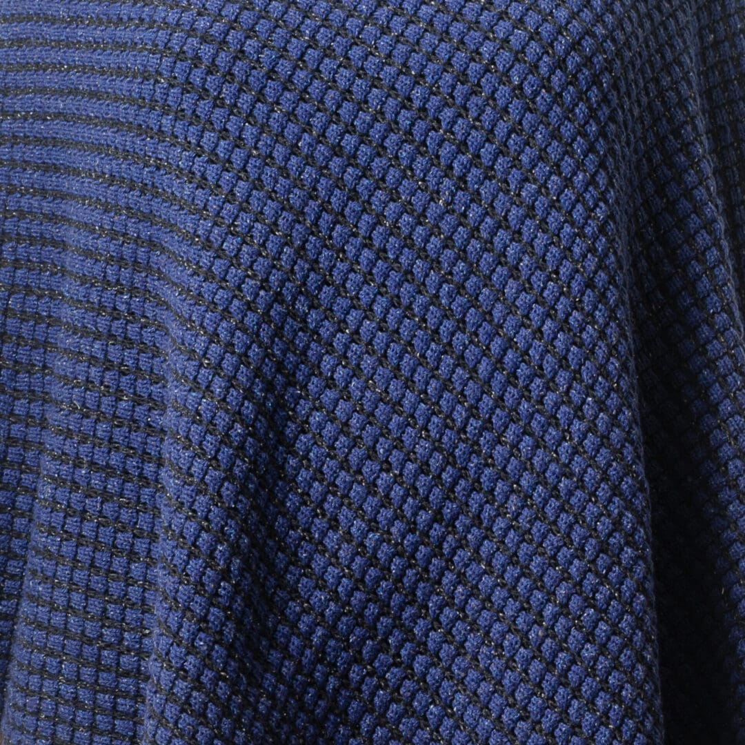 Denim Blue Merino and Silk Poncho Fabric View