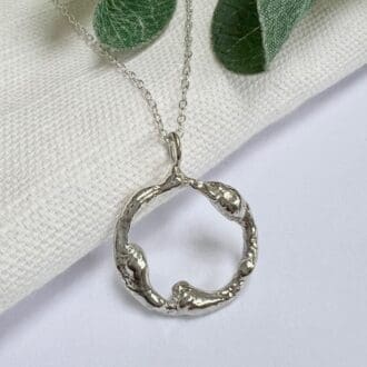 Molten silver circle necklace recycled