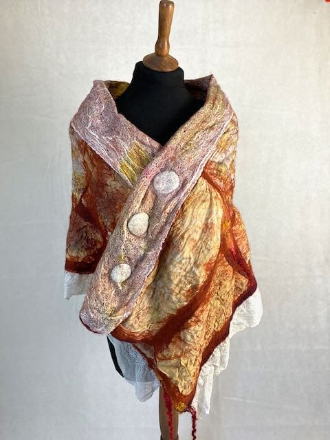 Botanical Print Silk Wool Shawl marian may textile art