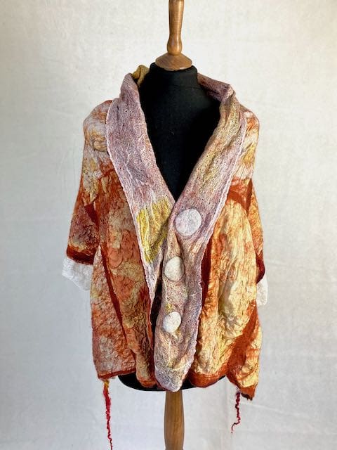 Botanical Print Silk Wool Shawl marian may textile art
