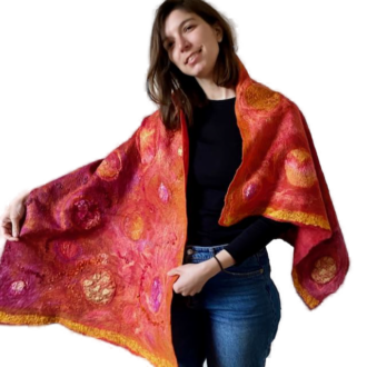 Gloriana wool silk nuno felt shawl