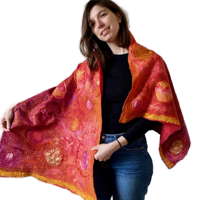 Gloriana wool silk nuno felt shawl