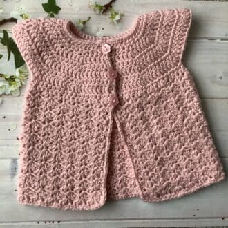 Crochet sleeveless baby cardigan