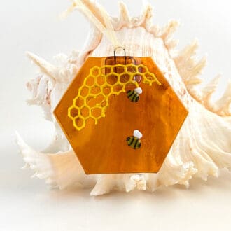 Fused glass honeycomb sun catcher