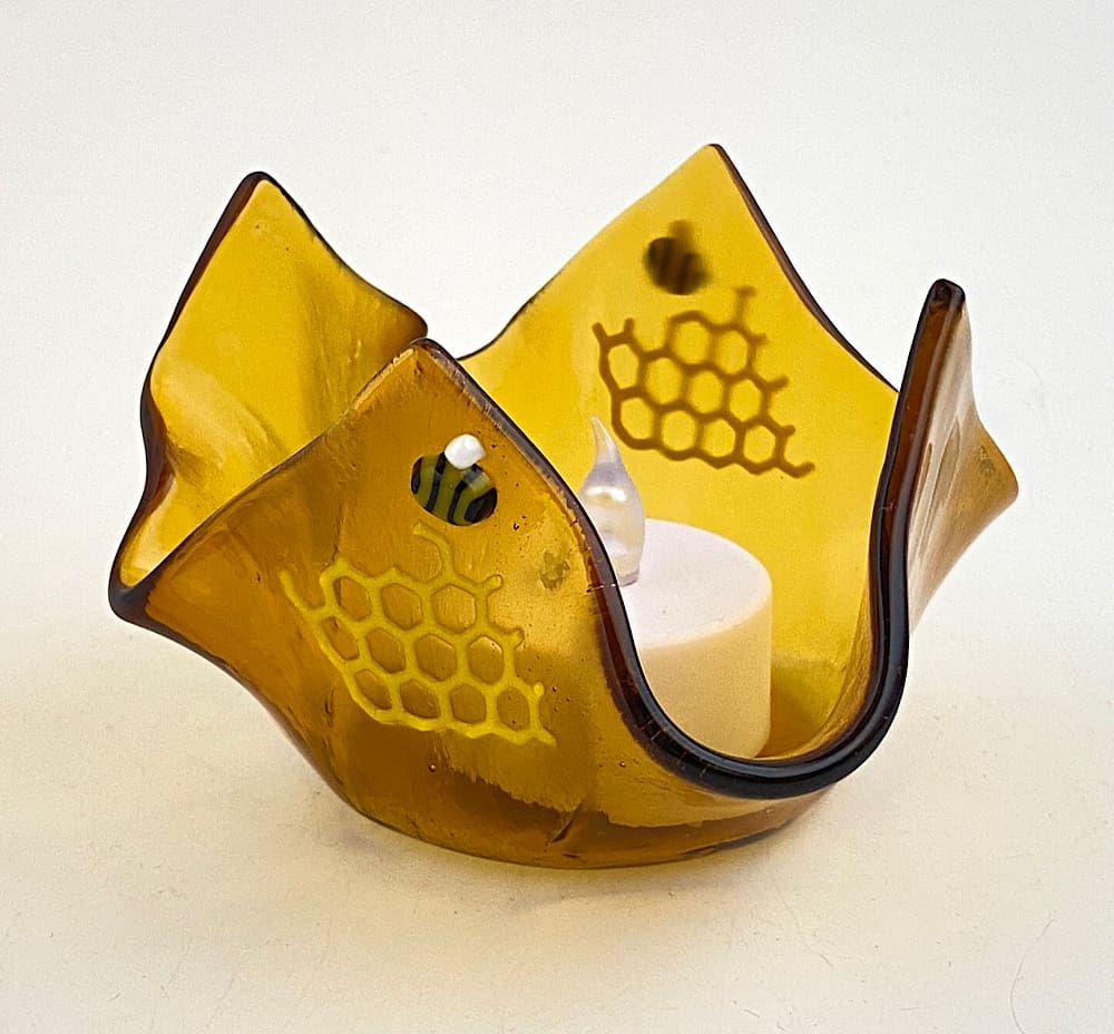 Honeycomb and bees tea light candle holder