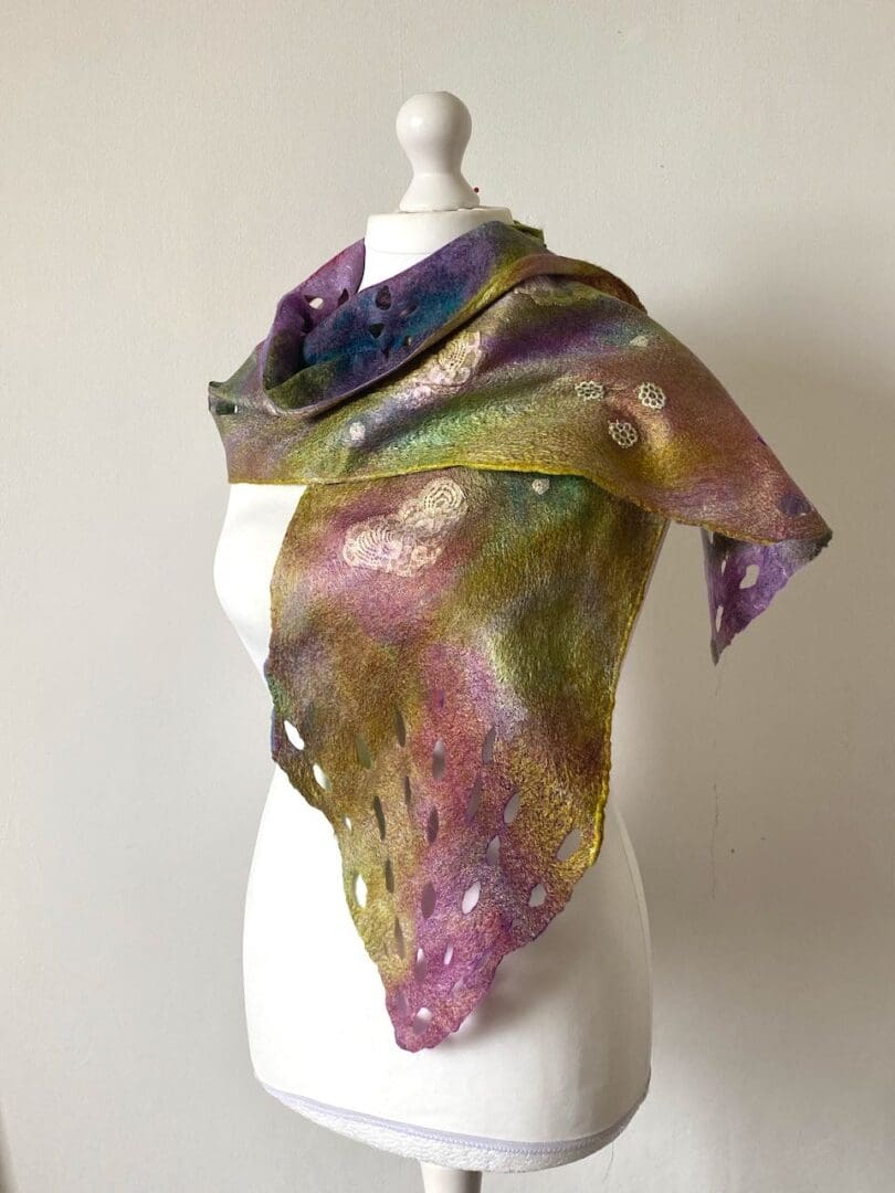 Heather Heath Wool Silk Scarf marian may textile art
