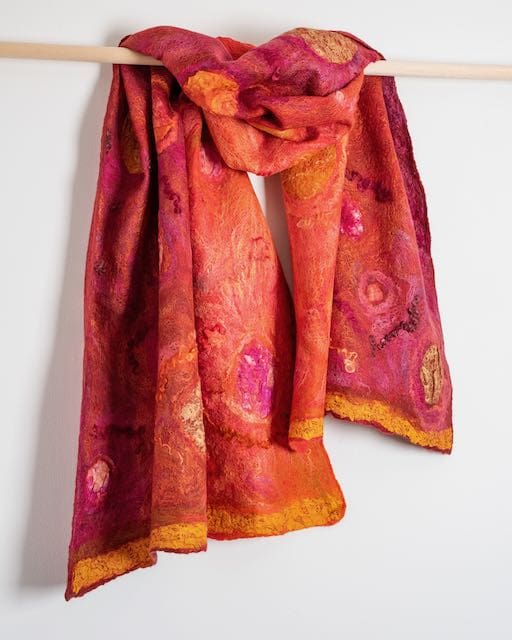 Gloriana wool silk nuno felt shawl marian may textile art