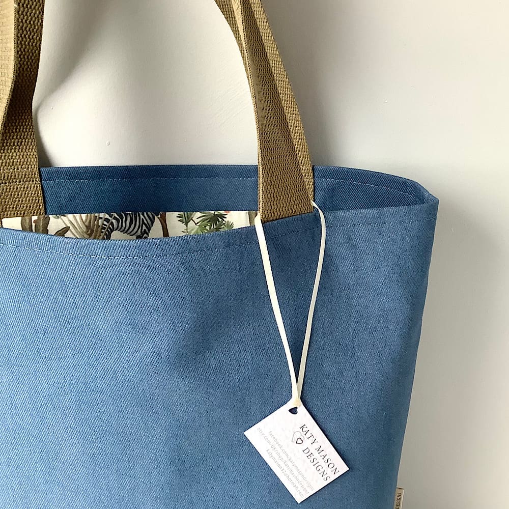 Mid Blue Denim Style Tote Bag