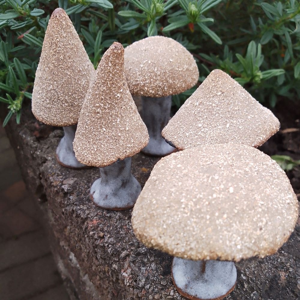 Miniature Textured Ceramic Mushrooms