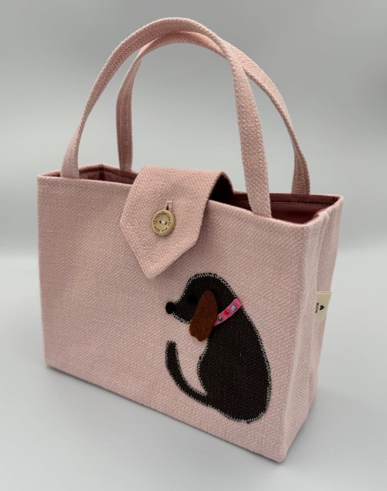 Pink Applique Dog Gift Bag