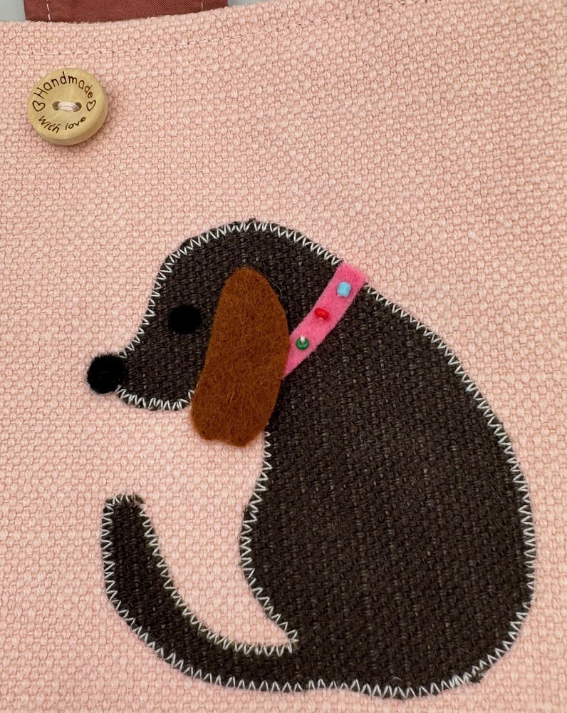 Pink Applique Dog Gift Bag