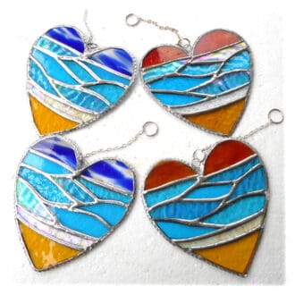 Sea heart stained glass suncatcher blue sky or sunset