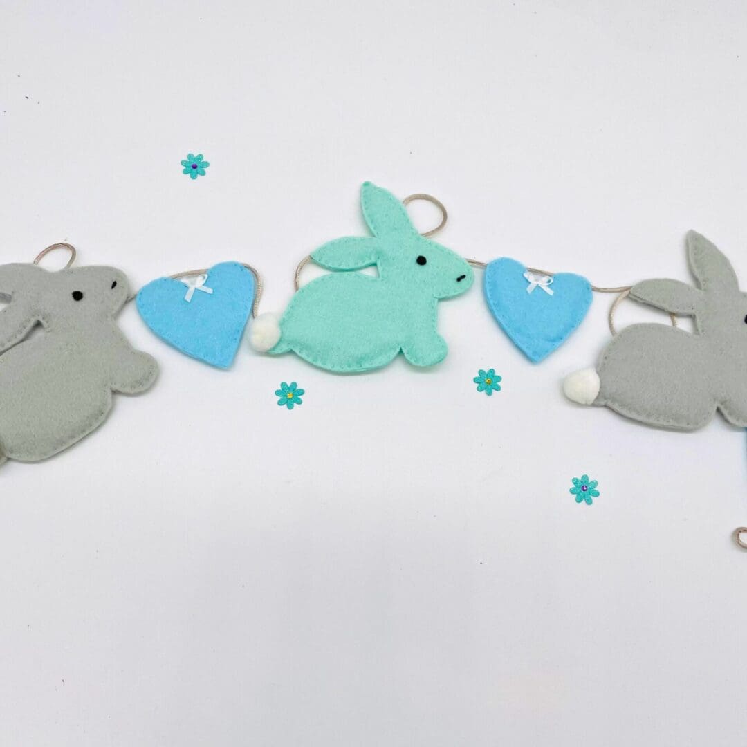 Grey and Mint Bunny Bunting