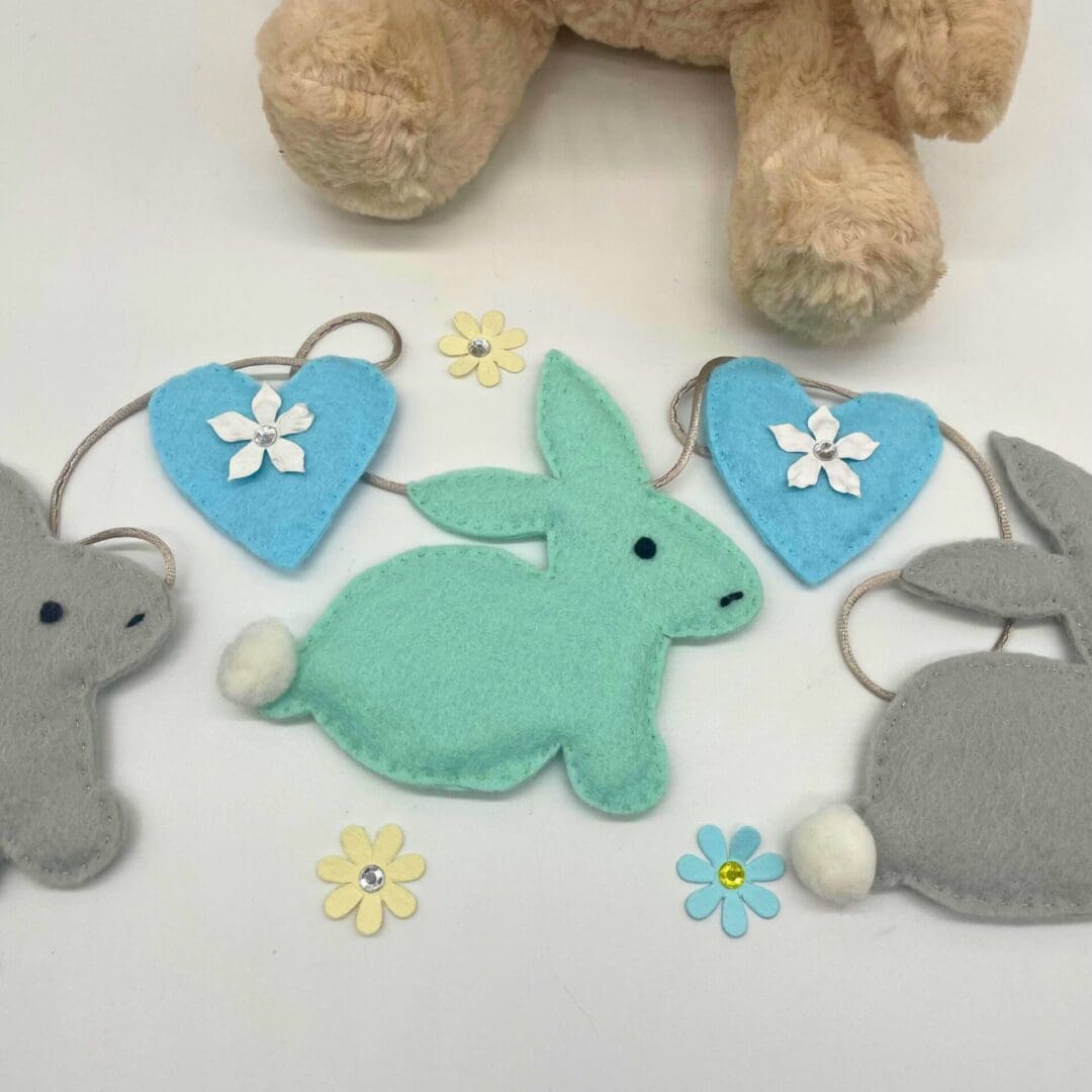 Grey and Mint Bunny Bunting