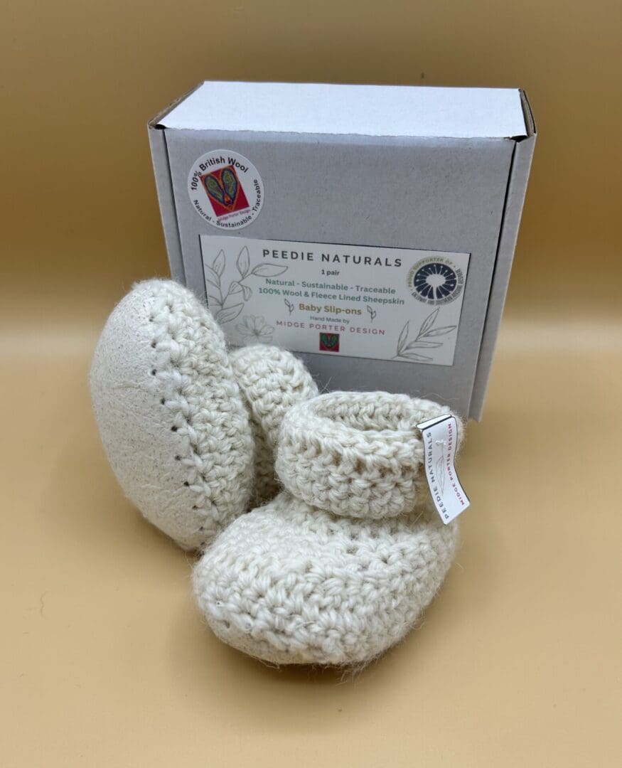 'Peedie Naturals' range of natural wool and sheepskin baby slip-on soft shoes by Midge Porter Design